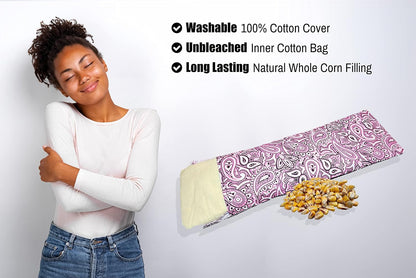 Microwavable Corn Filled Heating Pad and Cold Pack/Washable 100% Cotton Cover (Cross Hatch - Mint, 7.5in W x 11in L)
