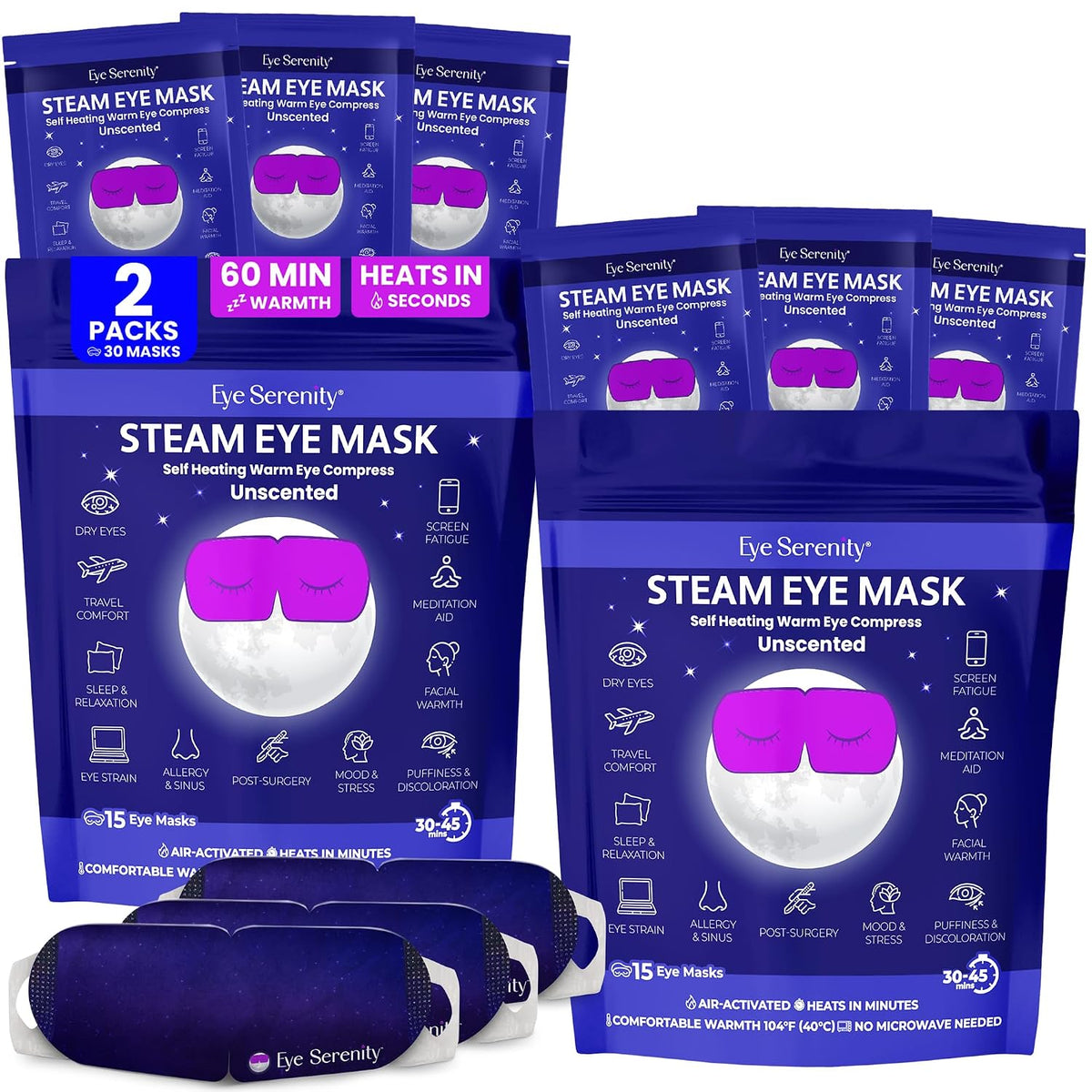 Eye Serenity Steam Eye Mask, Heated Eye Mask Fast Relief for Stye Unscented