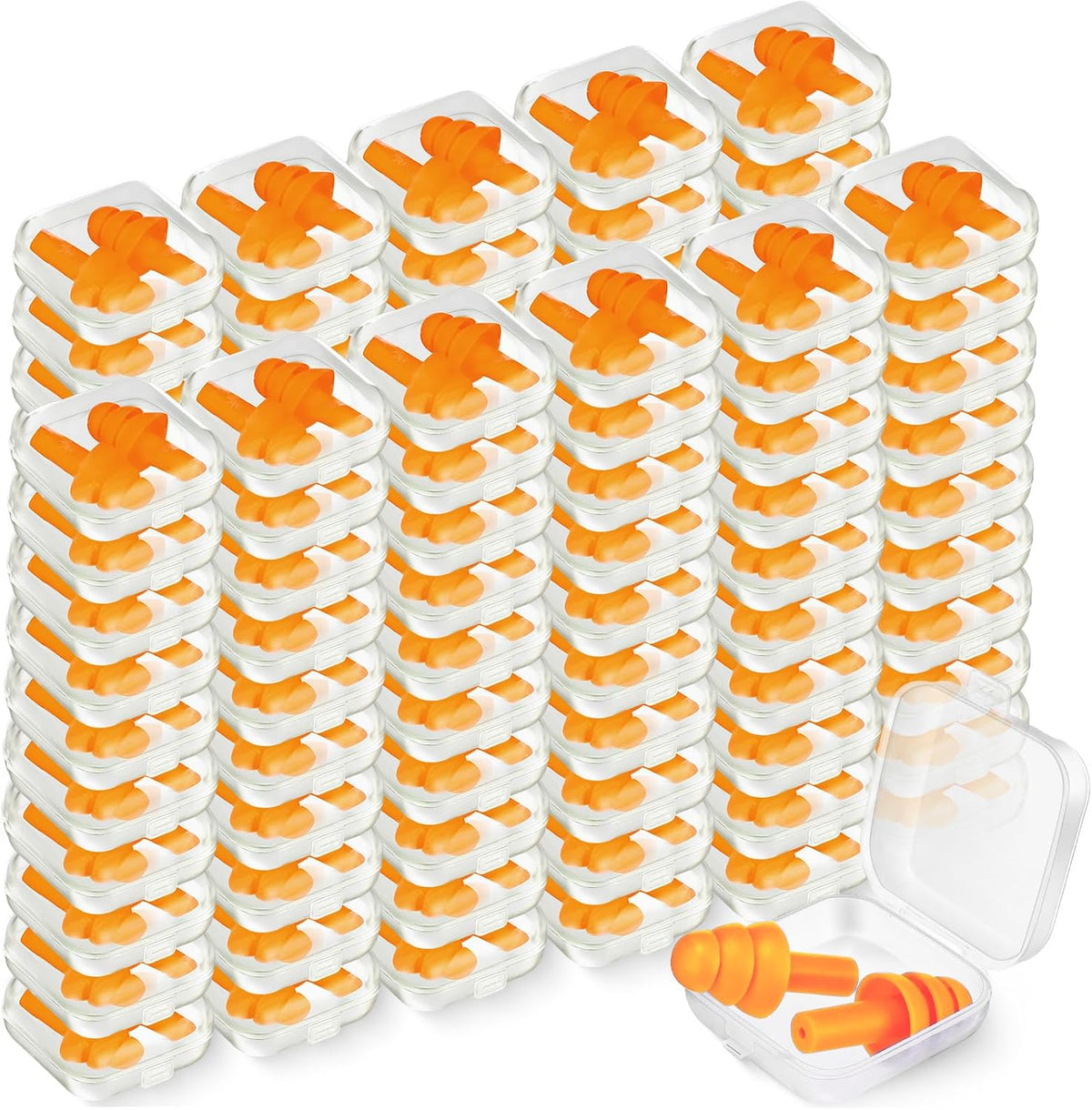 Trelaco 100 Pairs Silicone Ear Plugs Bulk with Case Nrr 29db, Black