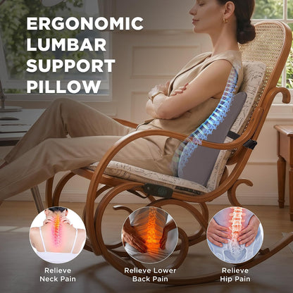 Dual-Layer Memory Foam Lumbar Support Pillow for Recliner, Grey