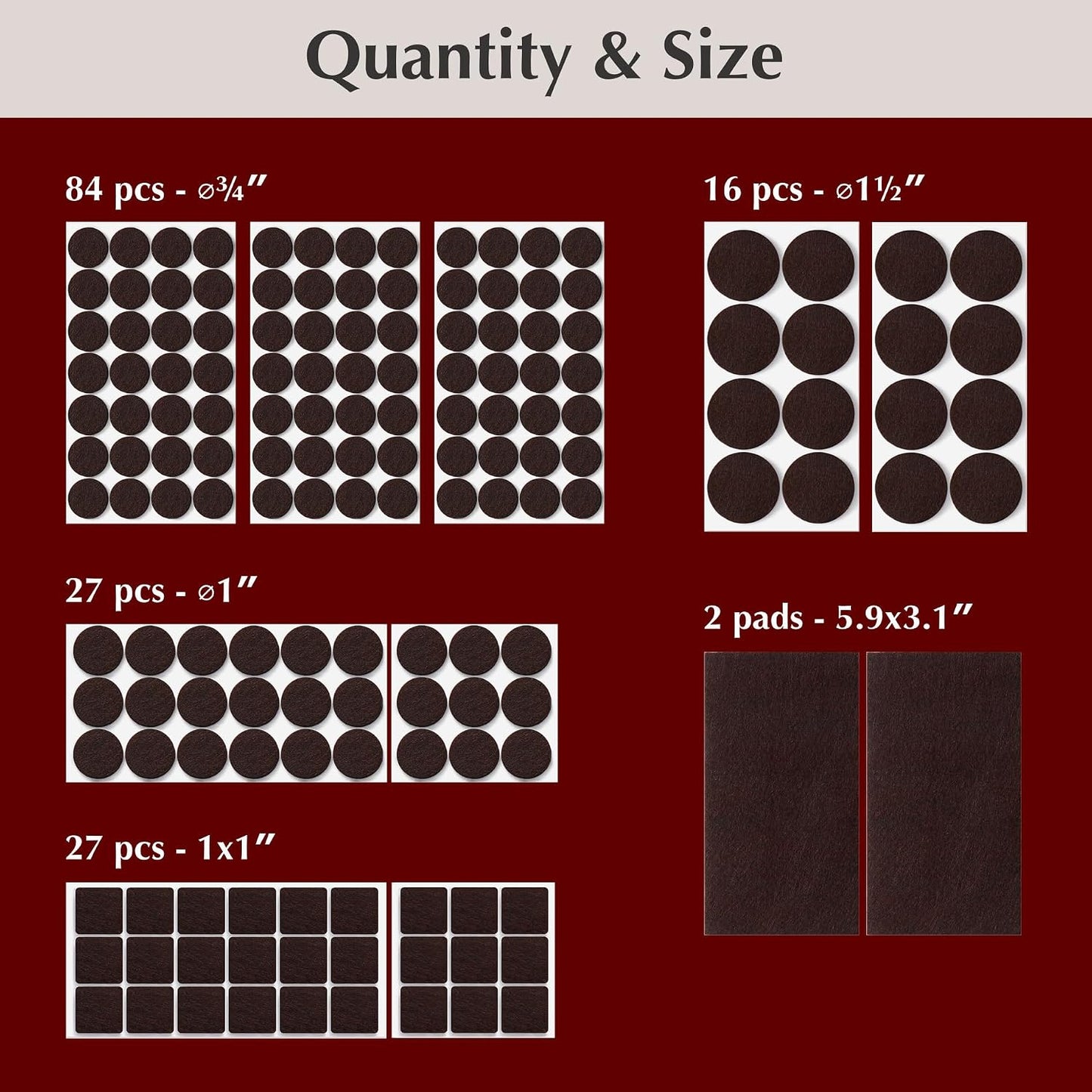 Felt Furniture Pads - 156pcs Black - Chair Leg Floor Protectors - Felt Pads | Furniture Sliders for Hardwood Floors, Chair Foot Pads, Furniture Legs, Felt Pads for Chairs, Floor Protectors for Furniture