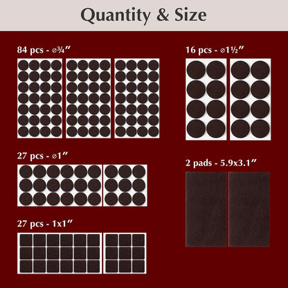 Felt Furniture Pads - 156pcs Black - Chair Leg Floor Protectors - Felt Pads | Furniture Sliders for Hardwood Floors, Chair Foot Pads, Furniture Legs, Felt Pads for Chairs, Floor Protectors for Furniture