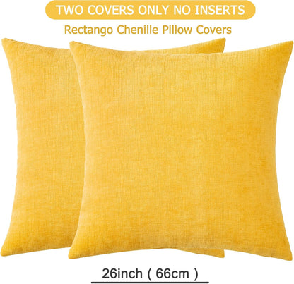 GAWAMAY Lumbar Support Pillow Decorative Rectangle Throw Pillow Covers 12"x20" Inch Set of 2, Soft Chenille Fall Pillowcase for Living Room Bedroom Sofa Couch Cushion Cover Grey 30x50cm (No Insert)