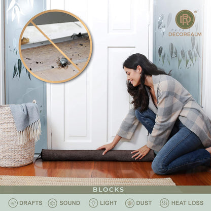 Under Door Draft Stopper and Blocker, Draft Guard for Doors and Windows, Decorative Fabric Cylinder Blocker Provides Weighted Door Insulation by DECOREALM (Beige, 36 Inches)