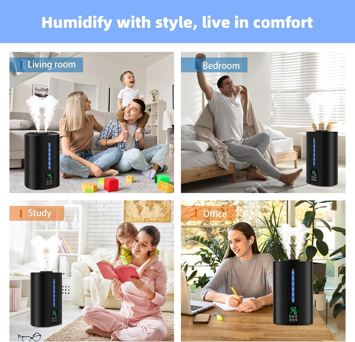 Coolfiqu 6L Warm & Cool Mist Humidifiers for Bedroom,Large Room,Plants