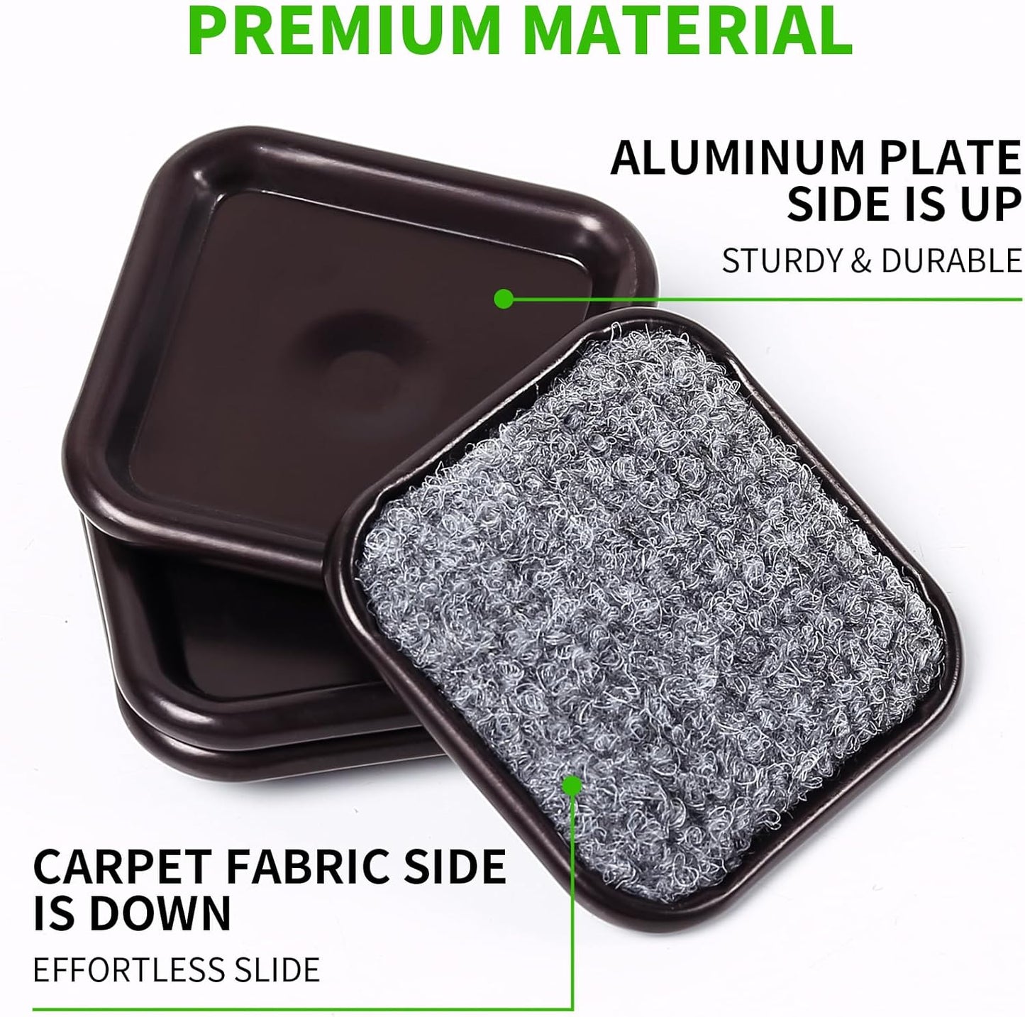 1 5/8" Round Carpet Bottom Furniture Caster Cups Furniture Coasters 24 Pack | Reusable Furniture Pads for Hardwood Floors, Carpet Sliders Floors Protectors to Tile or Laminate from Scratches, Brown/Gray