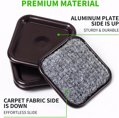 1 5/8" Round Carpet Bottom Furniture Caster Cups Furniture Coasters 24 Pack | Reusable Furniture Pads for Hardwood Floors, Carpet Sliders Floors Protectors to Tile or Laminate from Scratches, Brown/Gray