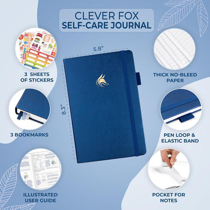 Clever Fox Self-Care Journal for Women, Daily Planner 5.8x8.3 Mystic blue