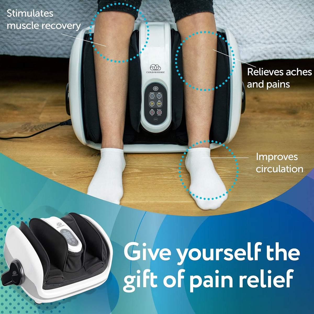 Cloud Massage Shiatsu Foot Massager with Heat, Standard Size, White