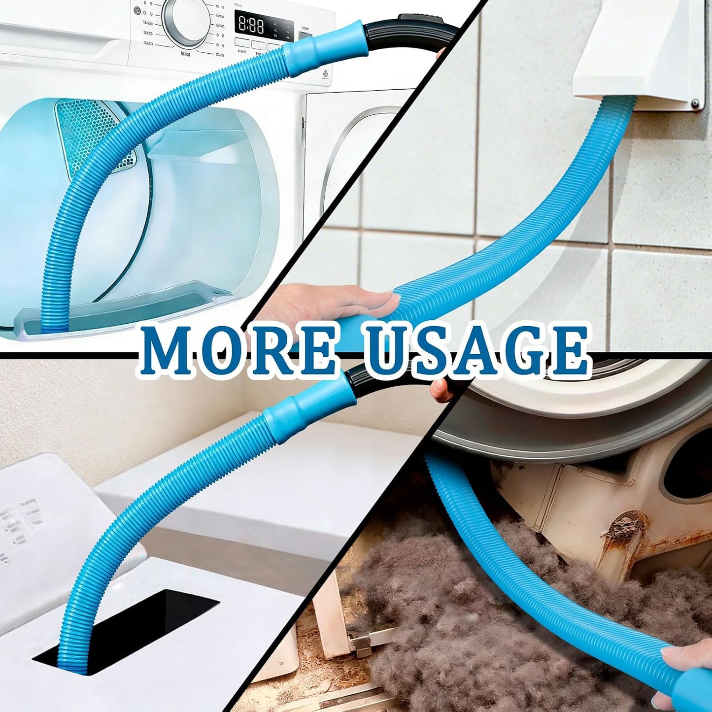 Dryer Vent Cleaner Kit with Universal Vacuum Hose Attachement Compatible with Most Vacuum Cleaners, Dryer Lint Cleaner Remover with 3 size Lint Brush for Deep Cleaning, HVAC, Home Cleaning Tools