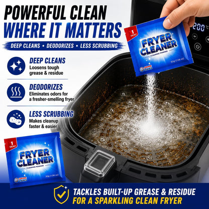Fryer Cleaner Powder – 6 Pre-Measured Cleaning Sachets for Air Fryers, Deep Fryers & Commercial Fryers Helps Remove Grease & Oil Residue, Helps Eliminate Odors, Easy-to-Use Cleaning Powder
