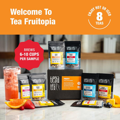 Tiesta Tea - Top 8 Favorites Sampler Set, Loose Leaf, Up to 80 Cups | High to No Caffeine, Hot & Iced, Tea Variety Pack with Green, Herbal, & Black, 8 Sample Pouches