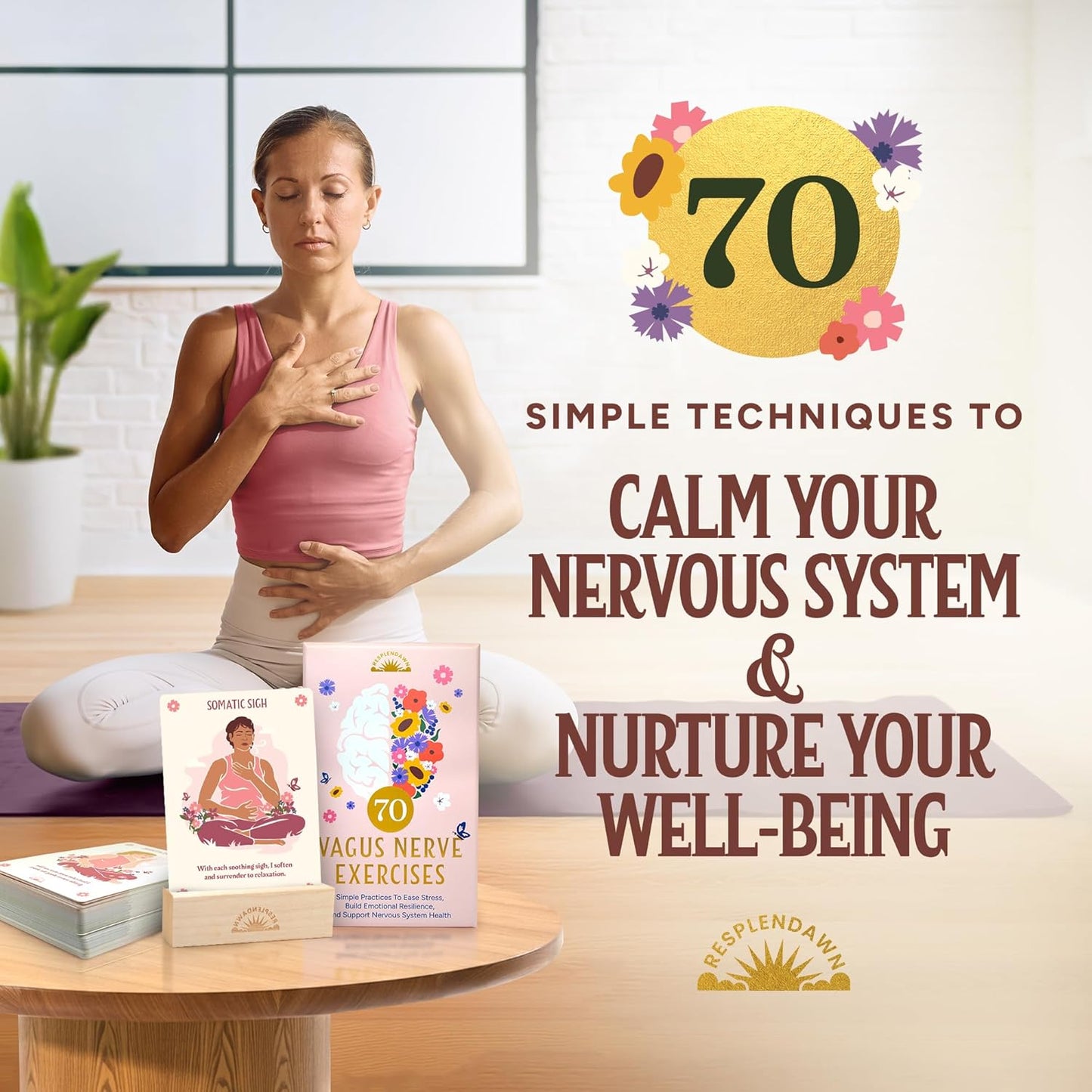 70 Vagus Nerve Exercises - Cards for Nervous System Regulation - Polyvagal Theory Techniques to Reduce Stress & Anxiety on 3.5" x 5" Cards - Breathwork, Mindfulness, Movement & Sensory Exercises