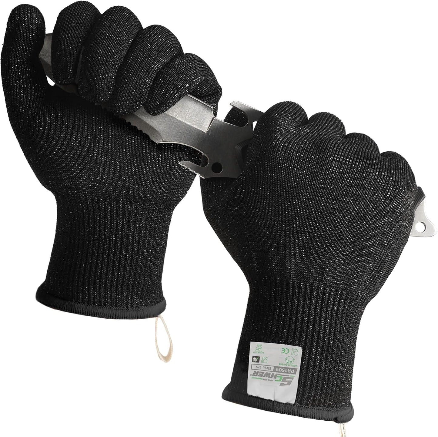 Schwer 2 Pairs ANSI A7 Cut Resistant Gloves, Mandoline Glove for Kitchen, Breathable & Comfortable, Food Grade Cutting Gloves for Meat Cutting, Fish Processing, Carving, and Shelling, PR1509, M