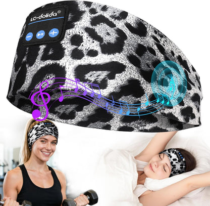 LC-dolida Sleep Headphones Bluetooth 5.4, Headband Headphones Earphones Wireless, Sleep Mask for Gifts,Workout,Jogging,Yoga(Purple)