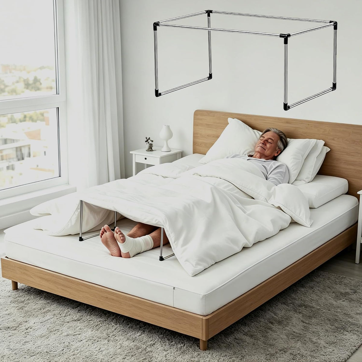 Blanket Lifter for Feet - Bed Cradle Steel Foot Tent for Bed Keep Blankets Off Feet, 18.5x14x14 inch