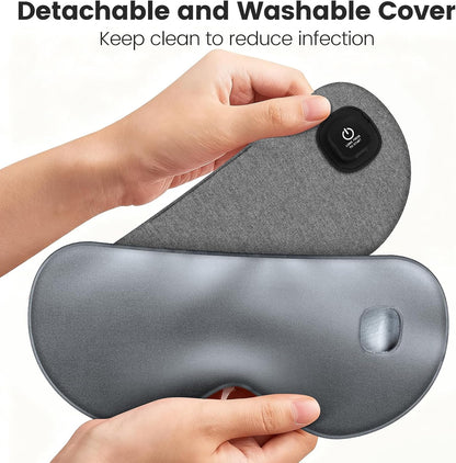 Cordless Heated Eye Mask for Dry Eyes, Blocking Light Warm Compress Rechargeable, 1000mAh Electric Eye Heating Pad for Sleeping, Washable Heat Sleep Mask with 3 Temperature Settings, Grey | Blocking Light Warm Compress Rechargeable, 1000mAh Electric Eye