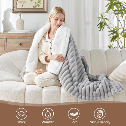 Westinghouse Heated Throw Blanket, 50"x60", Charcoal, ETL Certified