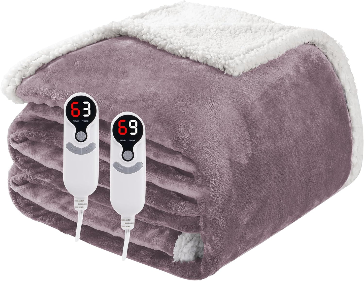 Soypipo Electric Heated Throw Blanket 50"x60", Faux Fur Plush with 4 Heat Settings & 2/4/8/10H Auto Shut-Off, Overheat Protection, Machine Washable, for Office & Chair, Dark Grey