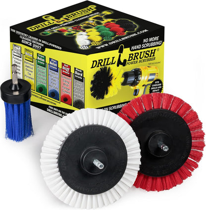Tile and Grout Cleaning Drill Brush Set - Bathroom Scrub Brush for Drill | 3 pack Drill Brush Power Scrubber Cleaning Brush Yellow Medium Stiffness - Shower Floor Scrub Brush for Drill - Crevice Brush