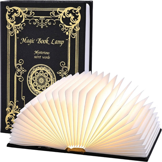 Magic Book Lamp, 3-Color Adjustable Reading Light, Portable Foldable Paper Desk Lamp for Night Reading, 1200mAh Battery,Creative Home Decoration & Ideal Gift for Book Lovers