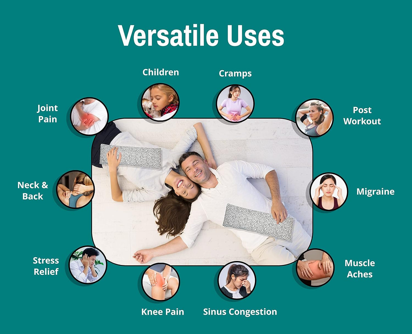 Microwavable Corn Filled Heating Pad and Cold Pack/Washable 100% Cotton Cover (Cross Hatch - Mint, 7.5in W x 11in L)