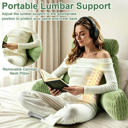 Reading Pillow for Bed, Back Rest Bed Pillow for Sitting Up(Green,Standard) | Back Support Pillows for Bed Sitting Up with a Cylindrical Pillow and Lumbar Pillow, Sitting Pillow for Bed Chair Pillow,18in
