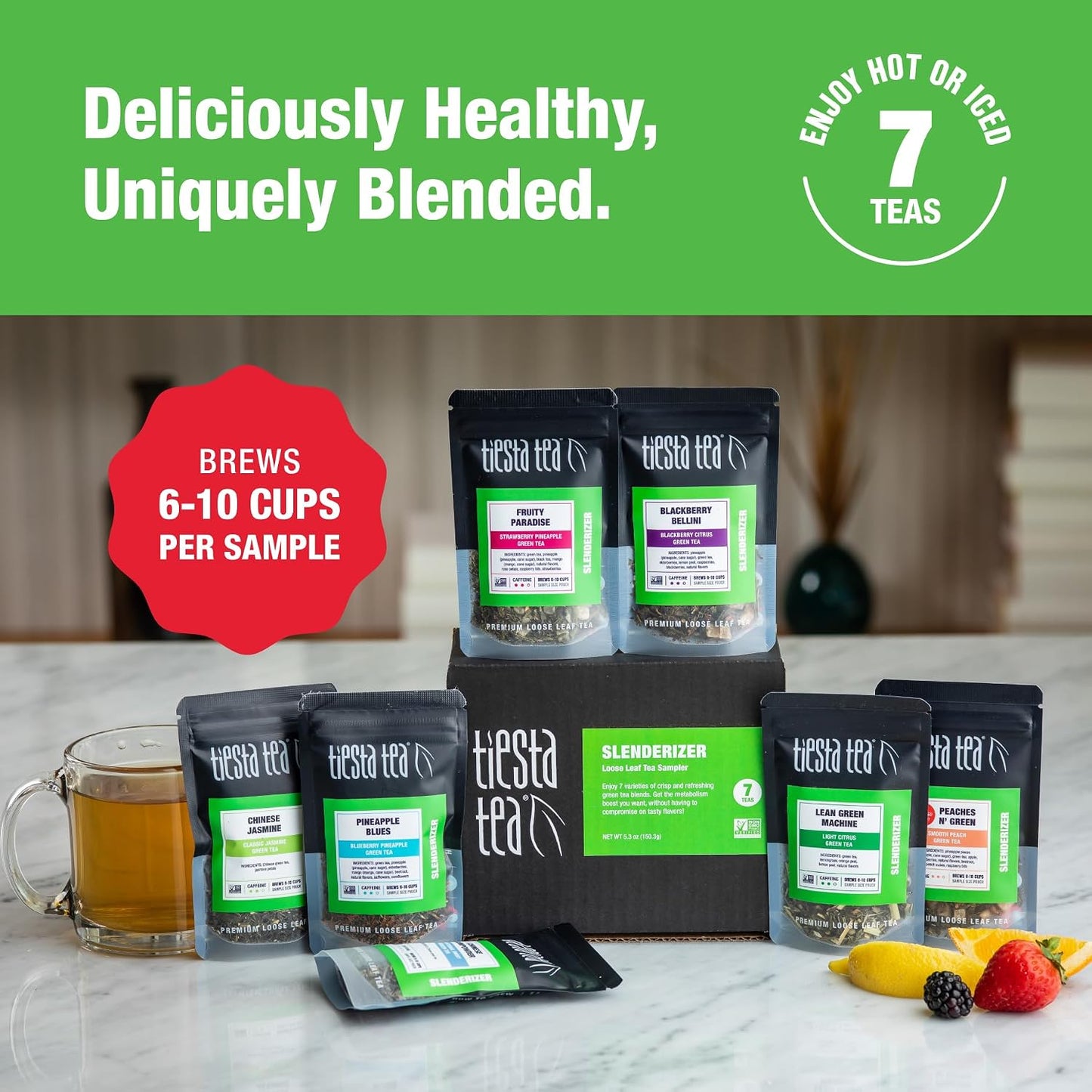 Tiesta Tea - Top 8 Favorites Sampler Set, Loose Leaf, Up to 80 Cups | High to No Caffeine, Hot & Iced, Tea Variety Pack with Green, Herbal, & Black, 8 Sample Pouches