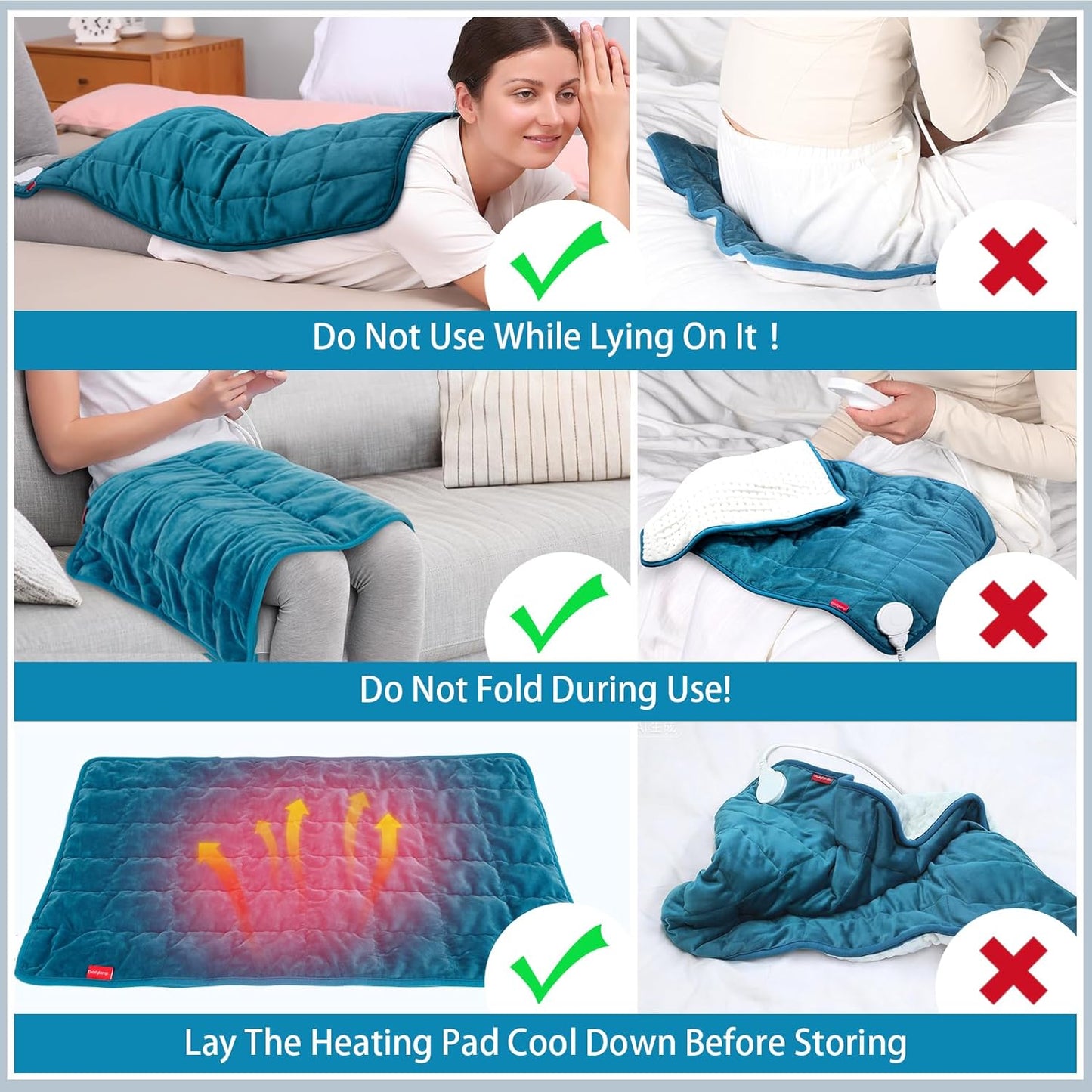 Comfytemp Weighted Heating Pad for Back & Period, FSA Eligible Electric Heat Pad, Birthday Gift for Women Men Mom Dad & Father Day Gifts, 2.2 lb HSA Neck Shoulder Heated Pad, 2H Auto-Off, 12x24, Blue