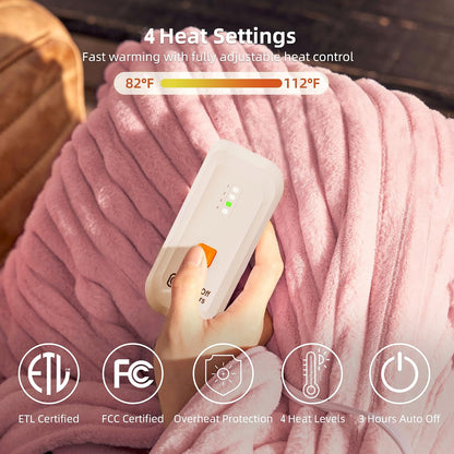 GOTCOZY Heated Blanket-Soft Plush Electric Blanket 50"X60"(Grey)