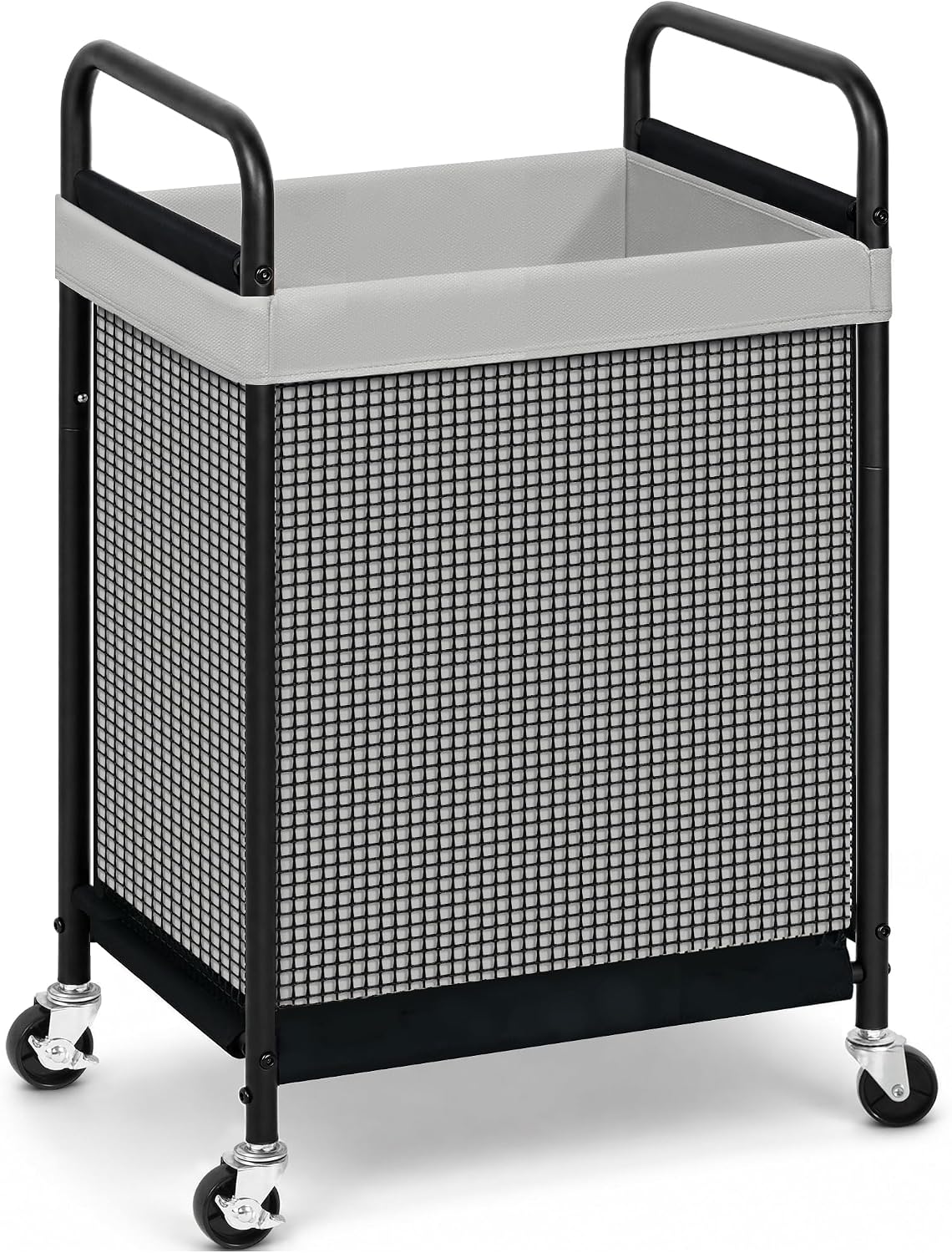 STORAGE MANIAC Rolling Laundry Hamper with Wheels 2-Section Laundry Sorter Rolling Laundrys Basket on Wheels with Removable Bag Clothes Hamper Laundrys Organizer Cart Bathroom Bedroom 100L Beige