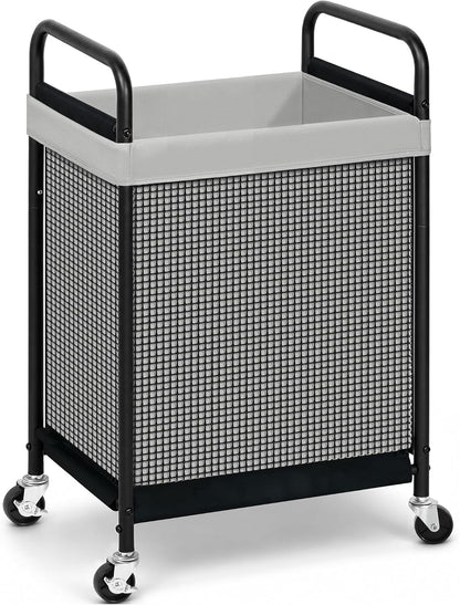 STORAGE MANIAC Rolling Laundry Hamper with Wheels 2-Section Laundry Sorter Rolling Laundrys Basket on Wheels with Removable Bag Clothes Hamper Laundrys Organizer Cart Bathroom Bedroom 100L Beige