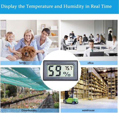 4-Pack Mini Indoor Temperature Humidity Meters Digital Gauge | Thermometer Hygrometer Fahrenheit (℉) Display for Reptile Tank,Jars,Guitar Case,Greenhouse, Garden, Cellar, Fridge, Closet