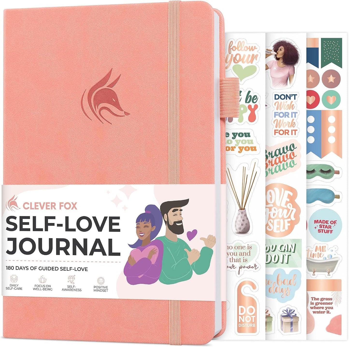 Clever Fox Self-Love Journal for Women, Gratitude, Positivity, Aquamarine | 6-month daily mental health journal with stickers, self-care, anxiety therapy, life & wellness planner for teens & adults