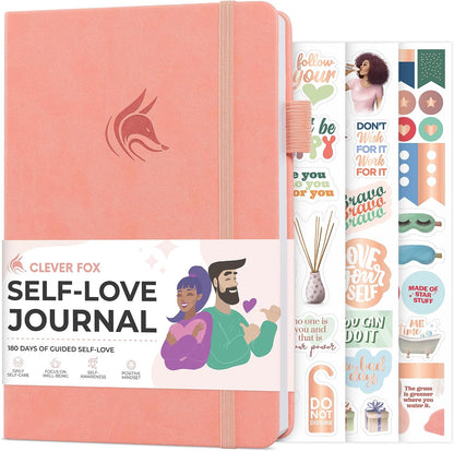 Clever Fox Self-Love Journal for Women, Gratitude, Positivity, Aquamarine | 6-month daily mental health journal with stickers, self-care, anxiety therapy, life & wellness planner for teens & adults