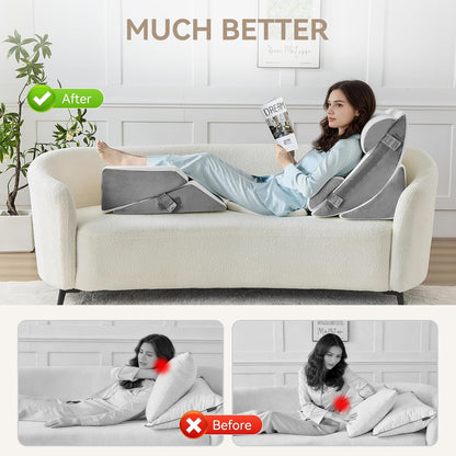 Yojoker Leg Elevation Pillows for Swelling, Memory Foam Wedge Pillow for Legs Blood Circulation, Leg Elevation Pillows for After Surgery, Knee Wedge Pillow for Sleeping Back Hip Ankles Relief
