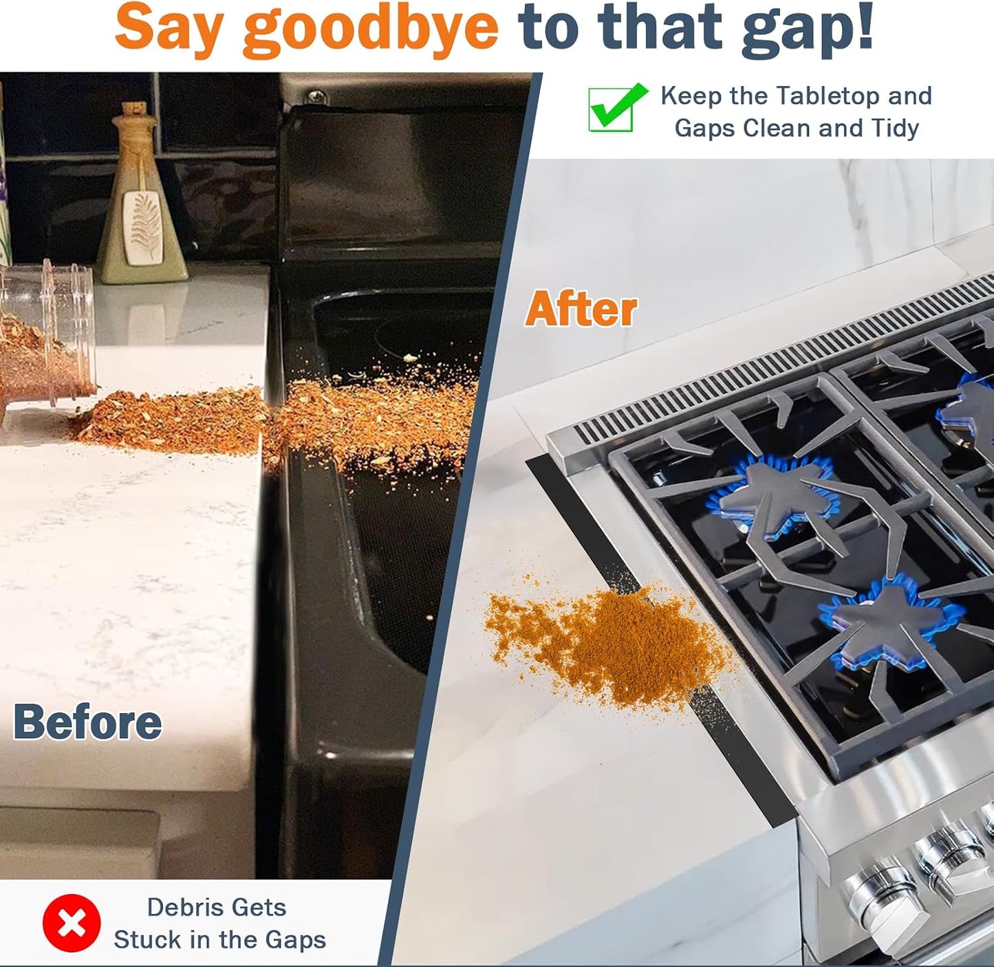 Stove Gap Covers Stainless Steel,2Pack Retractable Stove Gap Filler-Black | (13.8"–27.5" Length, 0.79" Width), Heat-Resistant Guard & Range Trim Kit Between Stove Top & Counter