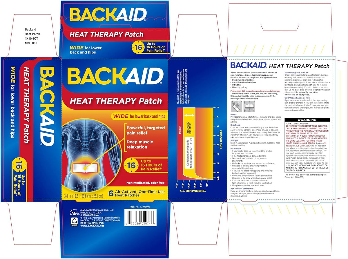 Backaid Heat Therapy Patch, Air-Activated Therapeutic Heat, Wide