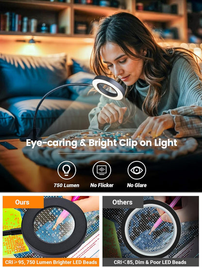 10X Magnifying Glass with Light,5 Colors+10 Brightness Magnifier with Light