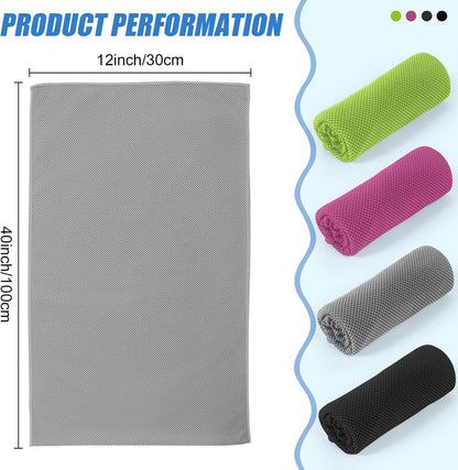 4 Pack Cooling Towels Wrap for Neck Face,Ice Cold Towel Rags Quick Dry for Gym Fitness Yoga Tennis Cycling Running Hiking Workout Sweat(Multicolor-02)