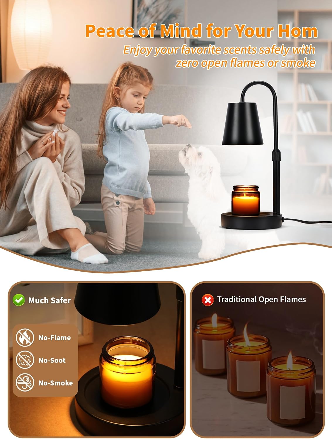 Dimmable Black Candle Warmer Lamp with Timer for Jar Candles