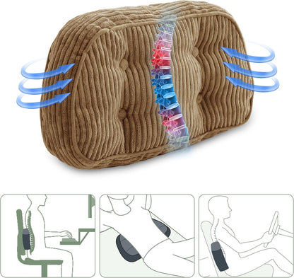 HIGOGOGO Lumbar Support Pillow for Recliner Chair/Accent Chair/Couch/Office Chair, Tufted Corduroy Back Support Cushion for Elderly, Recliner Cushions for Back Rest, Pain Relief, Reading, Dark Grey