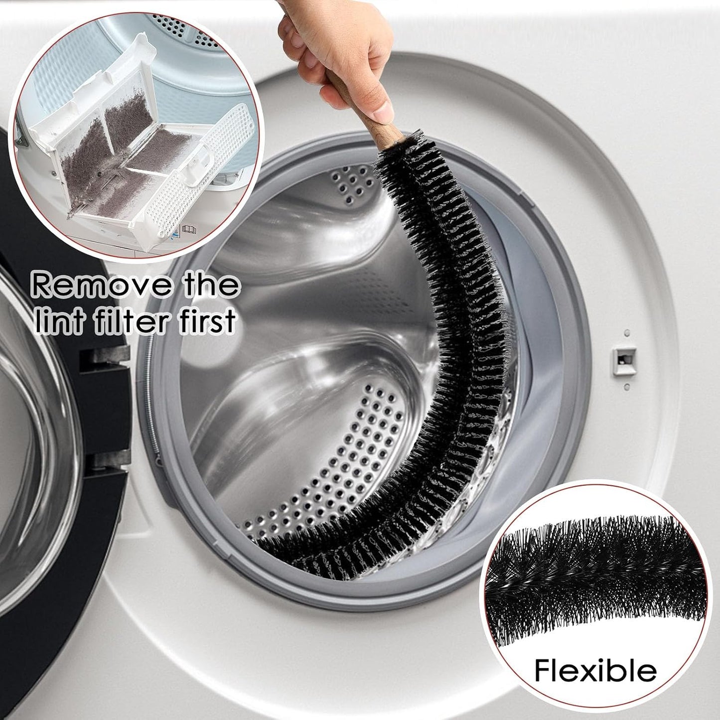 Dryer Vent Cleaner Kit, 2 Pack Dryer Lint Brush, 30 Inch Long Flexible Lint Remover, Refrigerator Coil Cleaning Brush, Home Essentials (Long-Style + Short-Style)