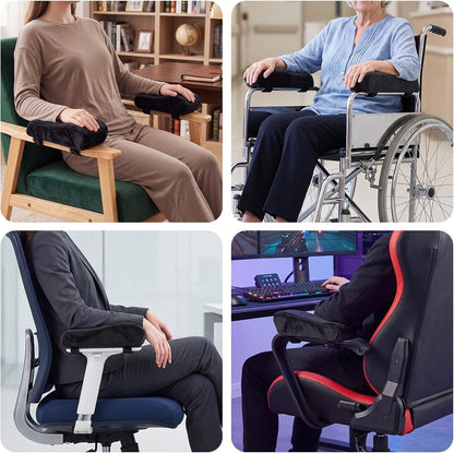 THARAHT 2pcs Ergonomic Blue Mesh Gel Memory Foam Armrest Support Pillow Anti Slip Adjustable Office Chair Games Home Wheelchairs