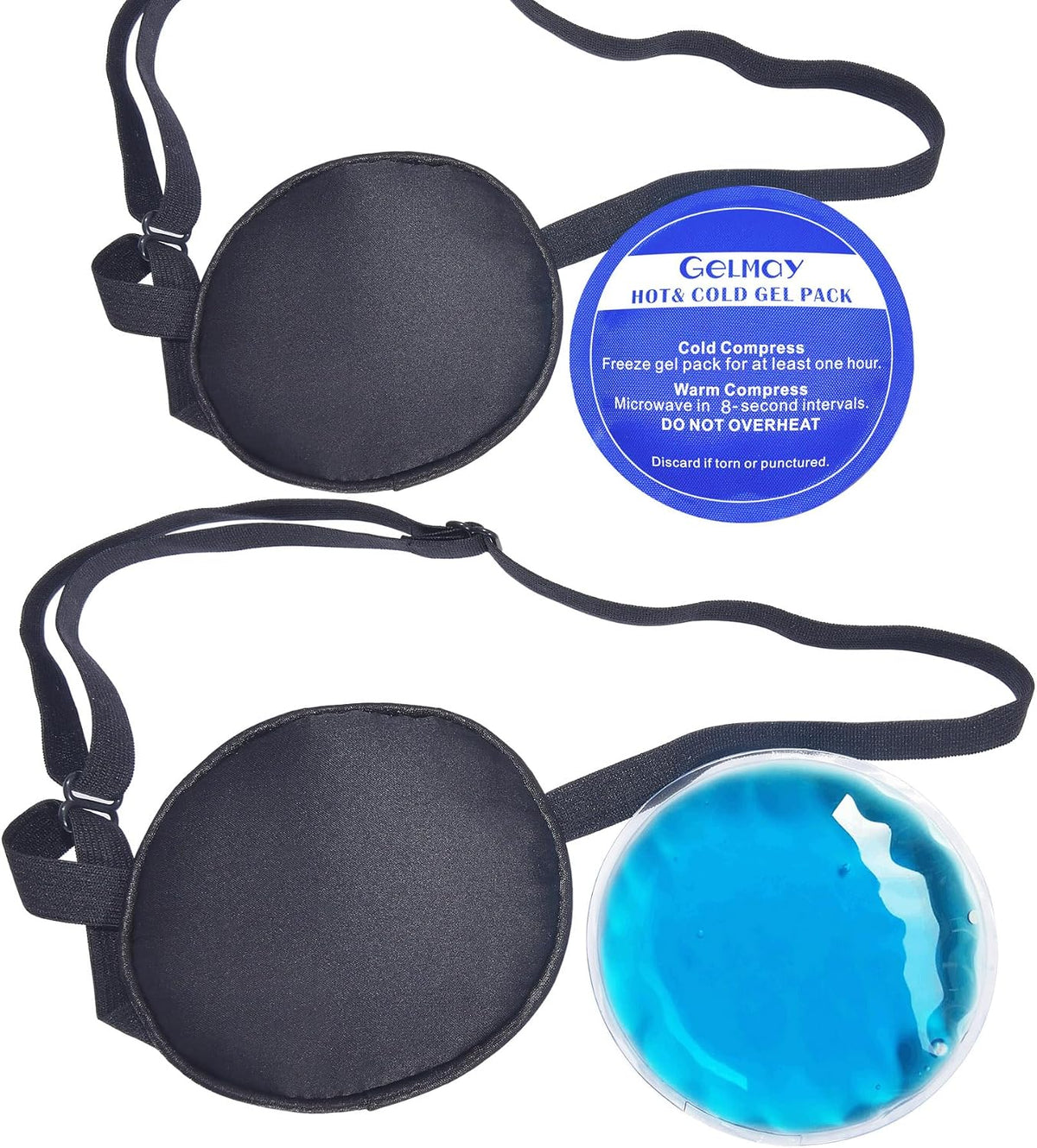 Cooling Eye Patches for Puffy Eyes, Pure Silk Ice Eye Patch, Single Eye Mask, Medical One Eye Cover Cold Hot Therapy Strabismus Lazy Eyes After Surgery Adult Kid Pirate Eyepatch (Black)