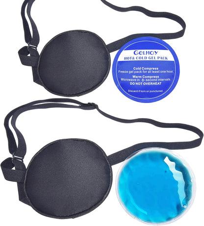 Cooling Eye Patches for Puffy Eyes, Pure Silk Ice Eye Patch, Single Eye Mask, Medical One Eye Cover Cold Hot Therapy Strabismus Lazy Eyes After Surgery Adult Kid Pirate Eyepatch (Black)