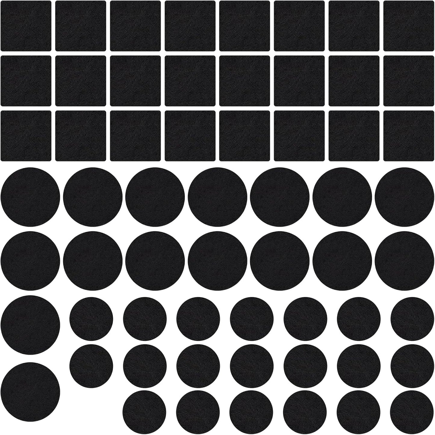 60 Pack Felt Furniture Pads for Hardwood Floors – Self Adhesive Chair Leg Floor Protectors, Round & Square Felt Pads for Furniture Legs, Black