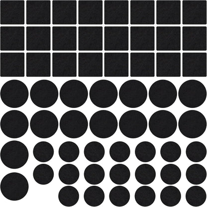 60 Pack Felt Furniture Pads for Hardwood Floors – Self Adhesive Chair Leg Floor Protectors, Round & Square Felt Pads for Furniture Legs, Black