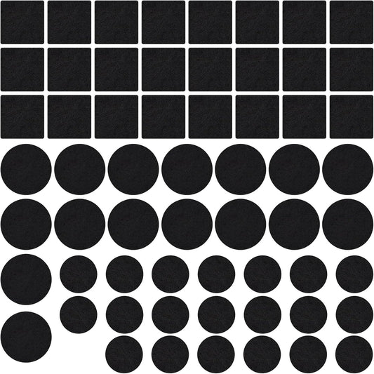 60 Pack Felt Furniture Pads for Hardwood Floors – Self Adhesive Chair Leg Floor Protectors, Round & Square Felt Pads for Furniture Legs, Black