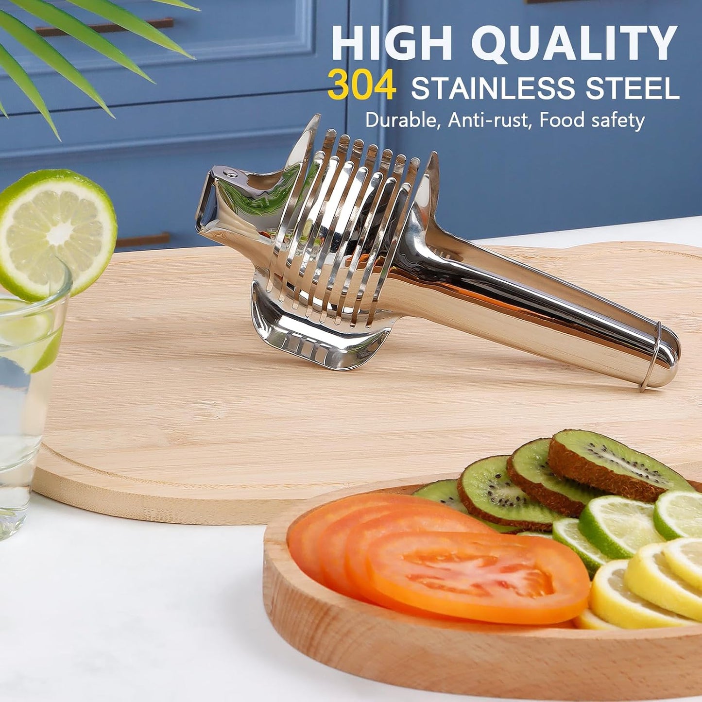 KAYCROWN Tomato Slicer Lemon Cutter Holder for Slicing, Stainless Steel Onion Slicer Holder for Slicing, Vegetable Cutter for Tomato, Lemon